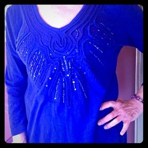 JM Collection Petite purple tunic/top with sequins